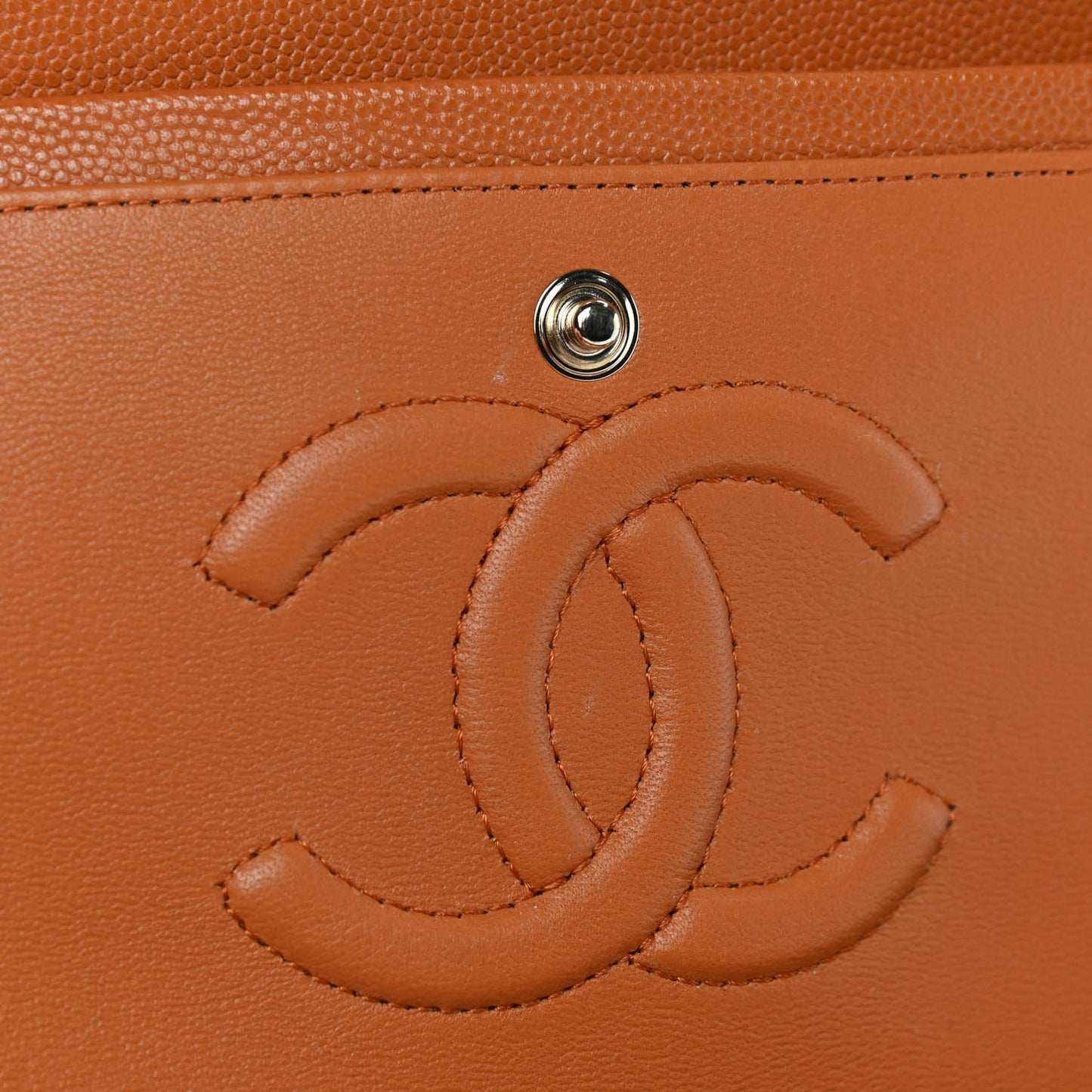 Caviar Quilted Medium Double Flap Light Brown