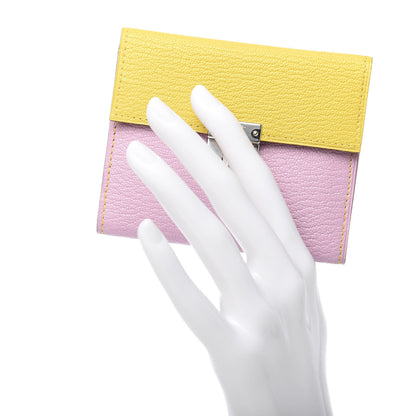 Hermes Chevre Mysore Mini Clic Card Holder Mauve Sylvestre Jaune de Naples 2 of 8