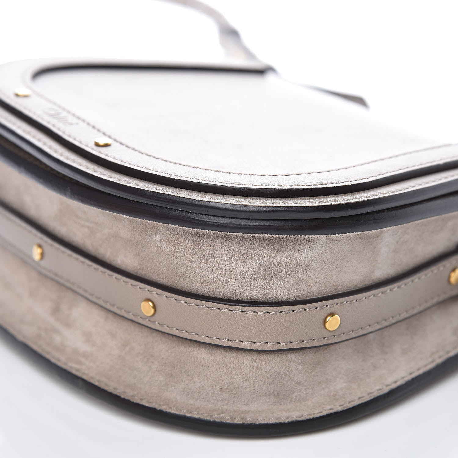 Chloe Calfskin Suede Small Nile Bracelet Bag Motty Grey 9 of 11