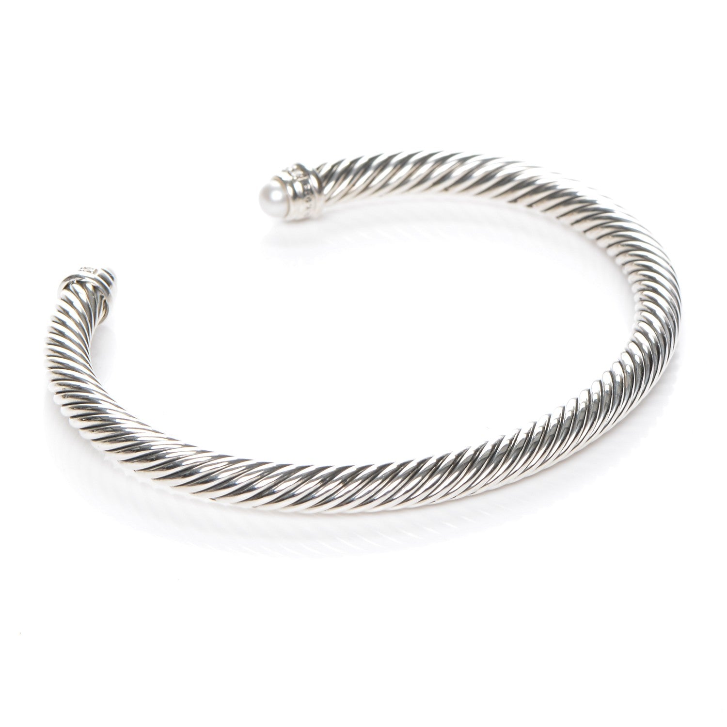 David Yurman Sterling Silver Diamond Pearl 5mm Cable Classics Bracelet 3 of 5