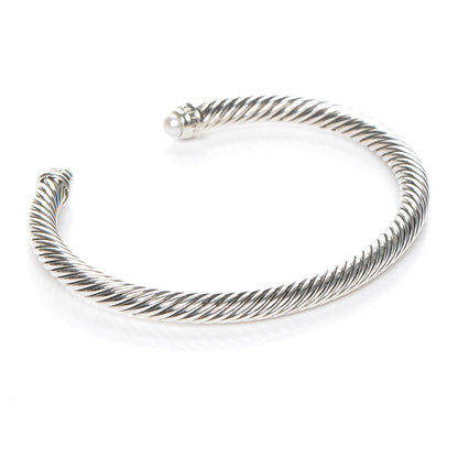 David Yurman Sterling Silver Diamond Pearl 5mm Cable Classics Bracelet 3 of 5