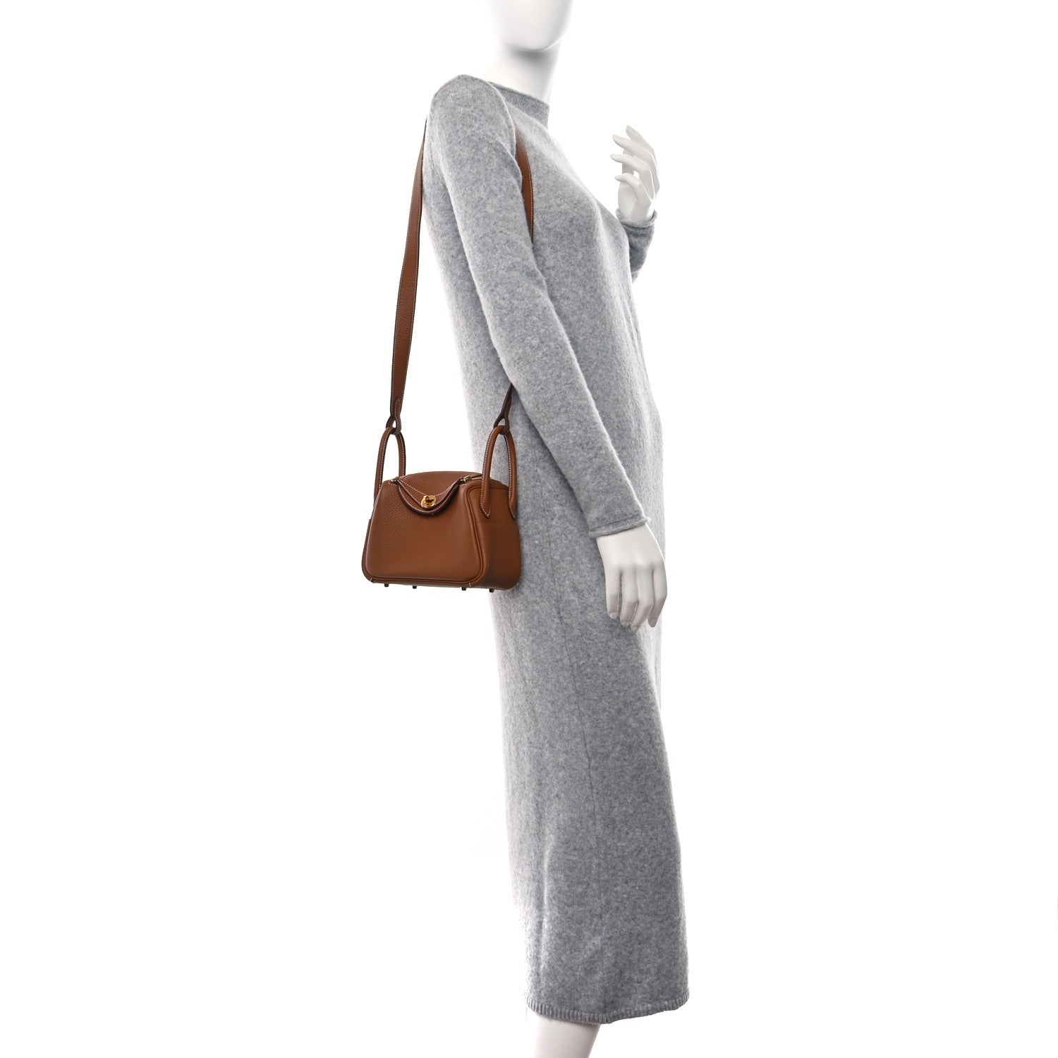 Hermes Taurillon Clemence Mini Lindy 20 Gold 3 of 10