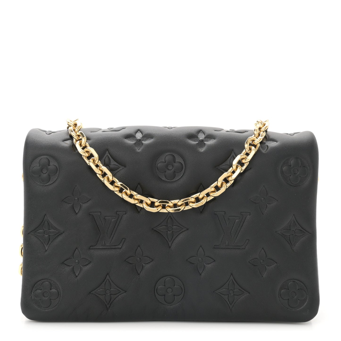 Lambskin Embossed Monogram Pochette Coussin Black