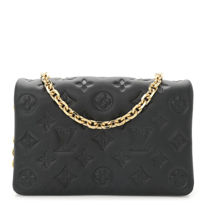 Louis Vuitton Lambskin Embossed Monogram Pochette Coussin Black 1 of 9