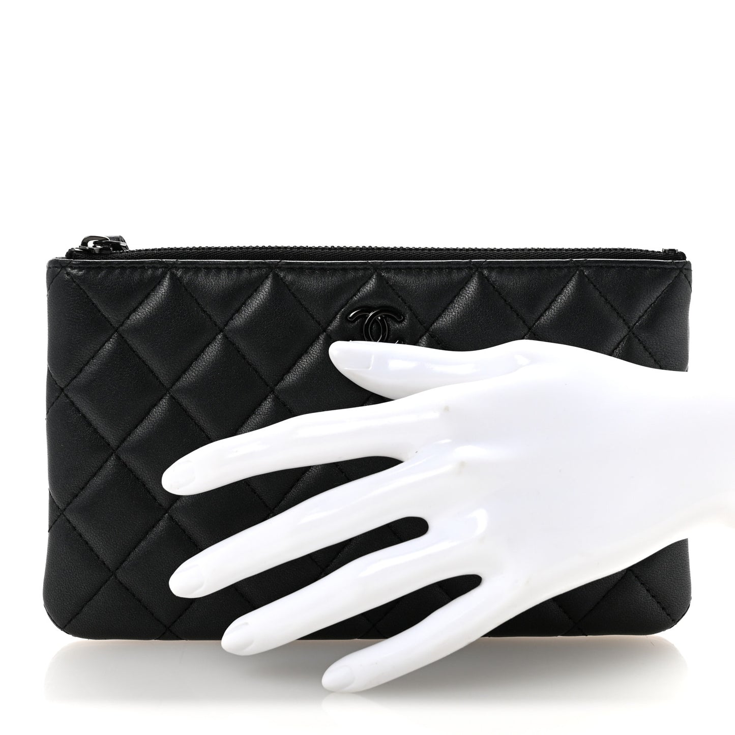Pearly Lambskin Quilted Cosmetic Case So Black