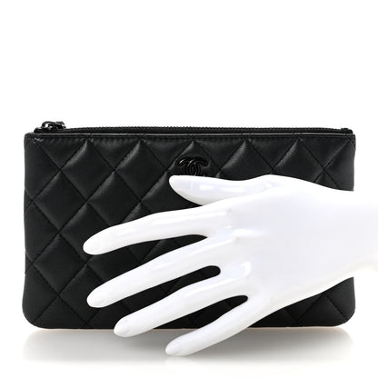 Chanel Pearly Lambskin Quilted Cosmetic Case So Black 2 of 7