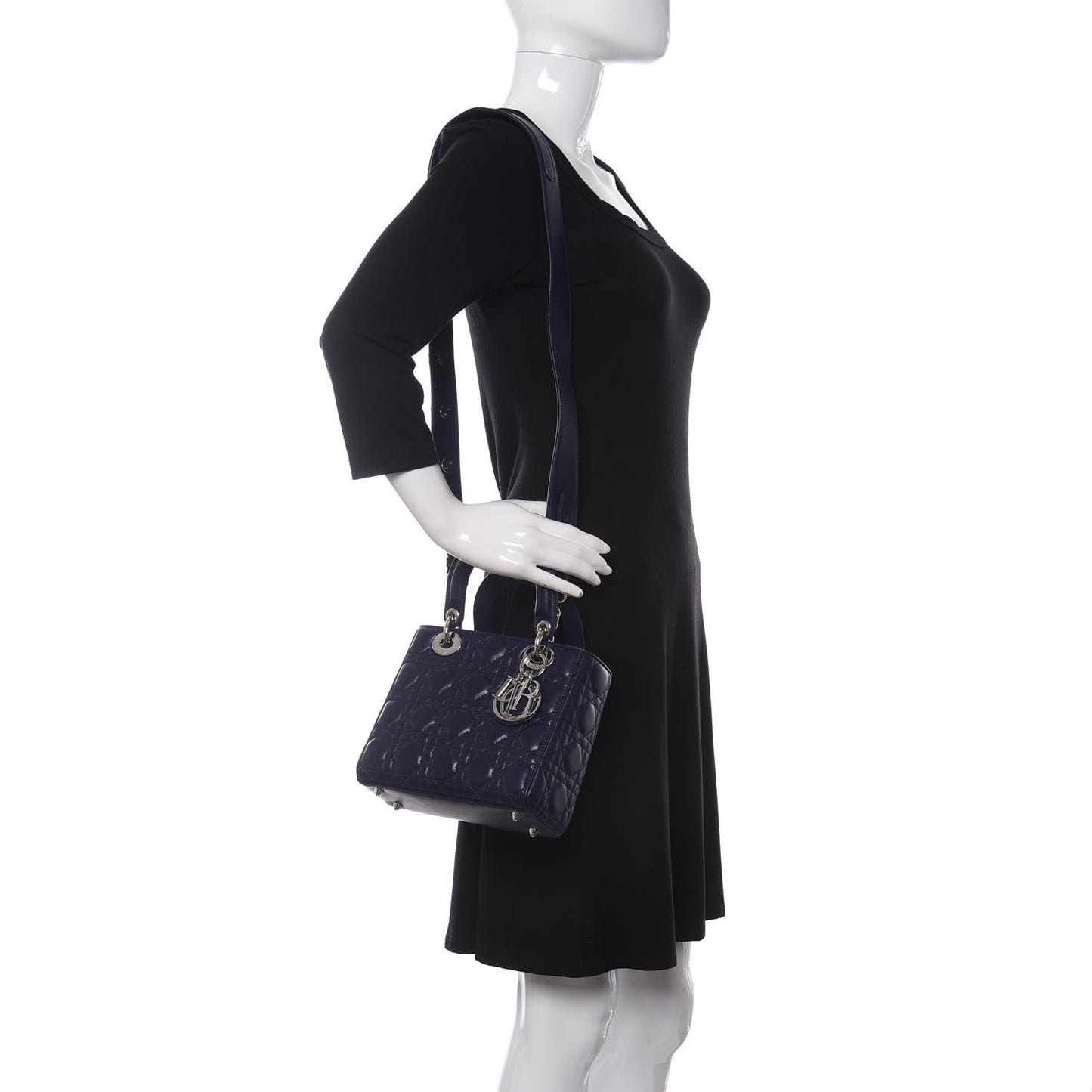 Lambskin Cannage Small Lucky Badges My Lady Dior Navy