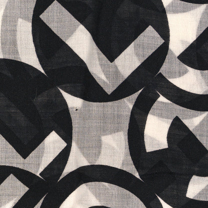 Chanel Cashmere Silk CC Logo Fringe Scarf White Black Red 3 of 4