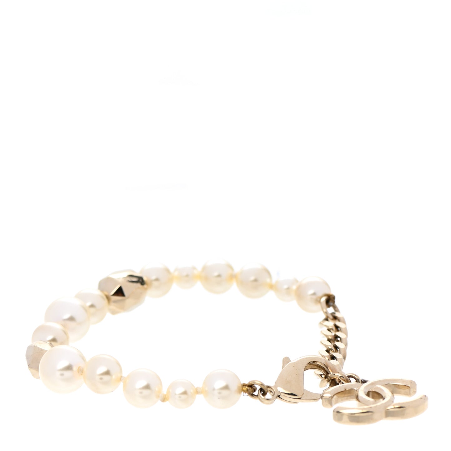 Pearl Bead CC Bracelet Gold