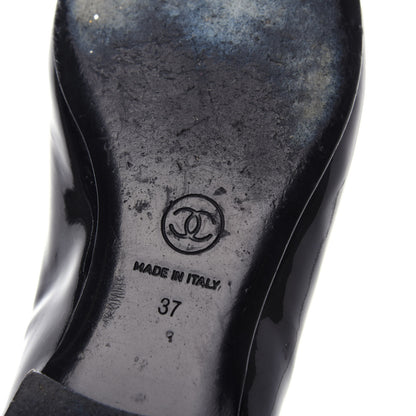 Chanel Patent Cap Toe Ballerina Flats 37 Black White 7 of 14