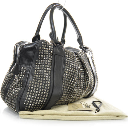 Burberry Prorsum Leather Studded Knight Satchel Black 3 of 10