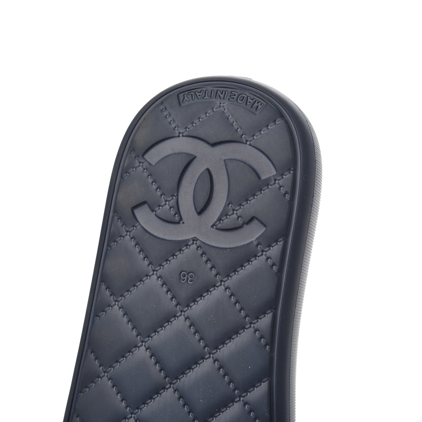 Tweed Rubber CC Flat Mules 36 Navy