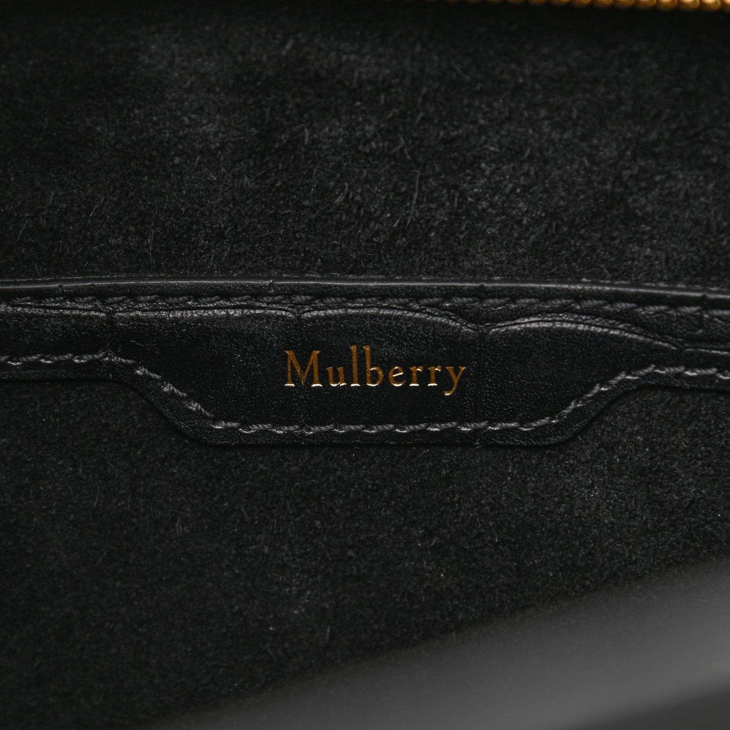 Crocodile Embossed Calfskin Small Zipped Bayswater Black