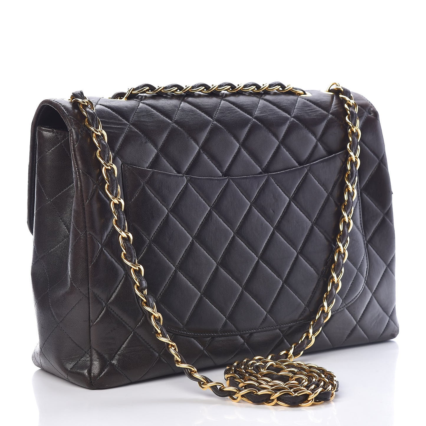 Lambskin Quilted Jumbo Single Flap Black