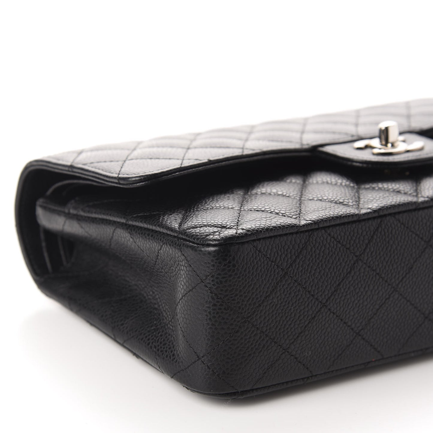 Caviar Quilted Medium Double Flap Black