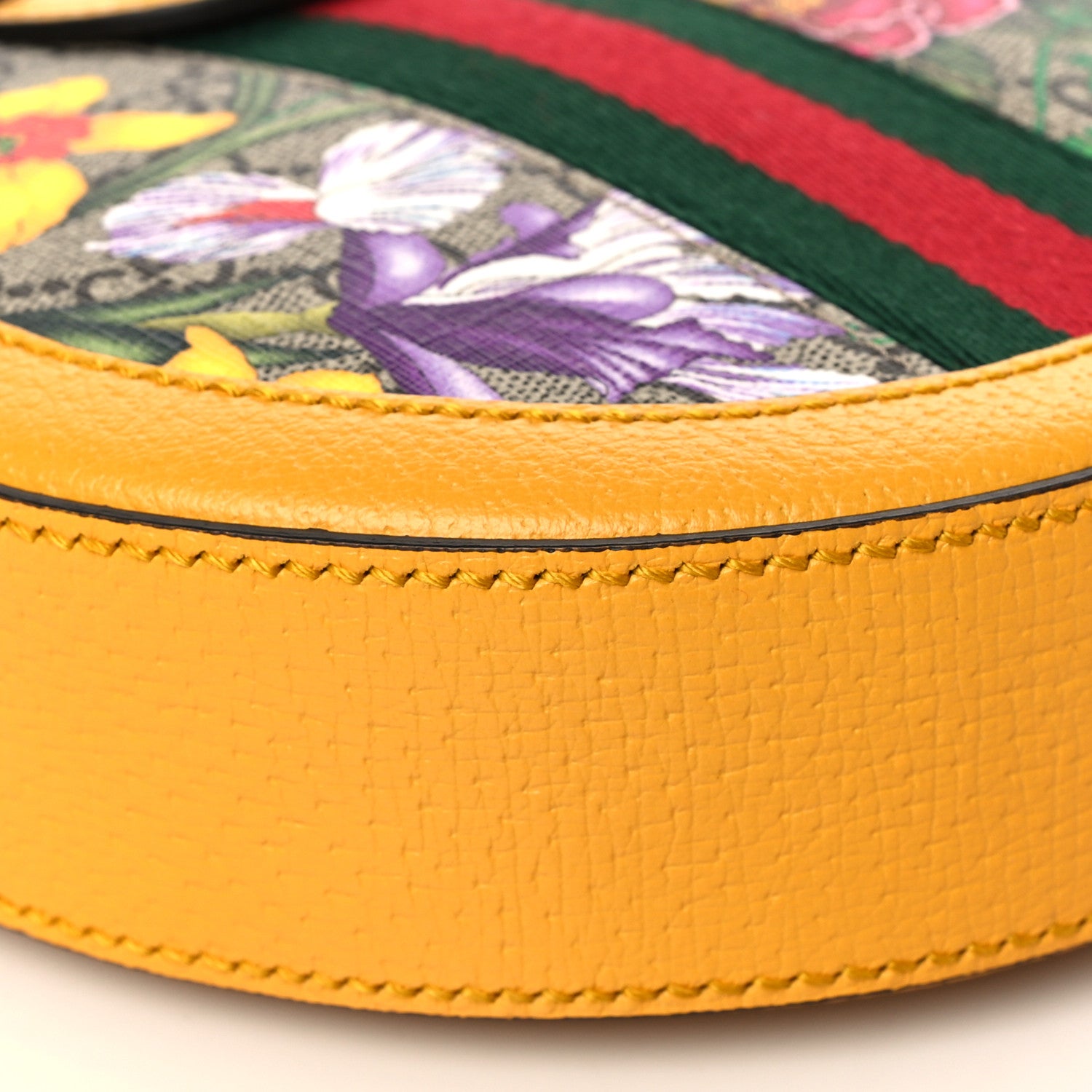 Gucci GG Supreme Monogram Flora Web Mini Ophidia Round Shoulder Bag Beige Multicolor Crop 10 of 11