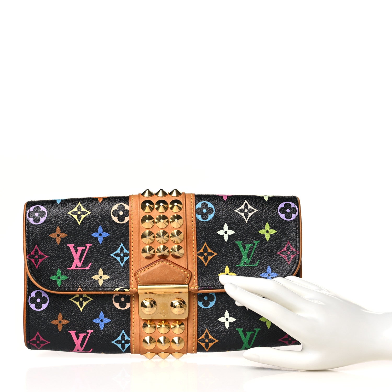 Louis Vuitton Monogram Multicolor Courtney Clutch Black 3 of 10