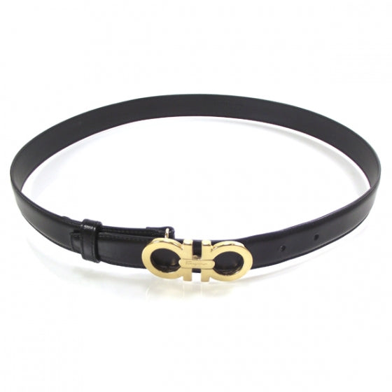 SALVATOREFERRAGAMOLeatherDoubleGanciniBeltBlack