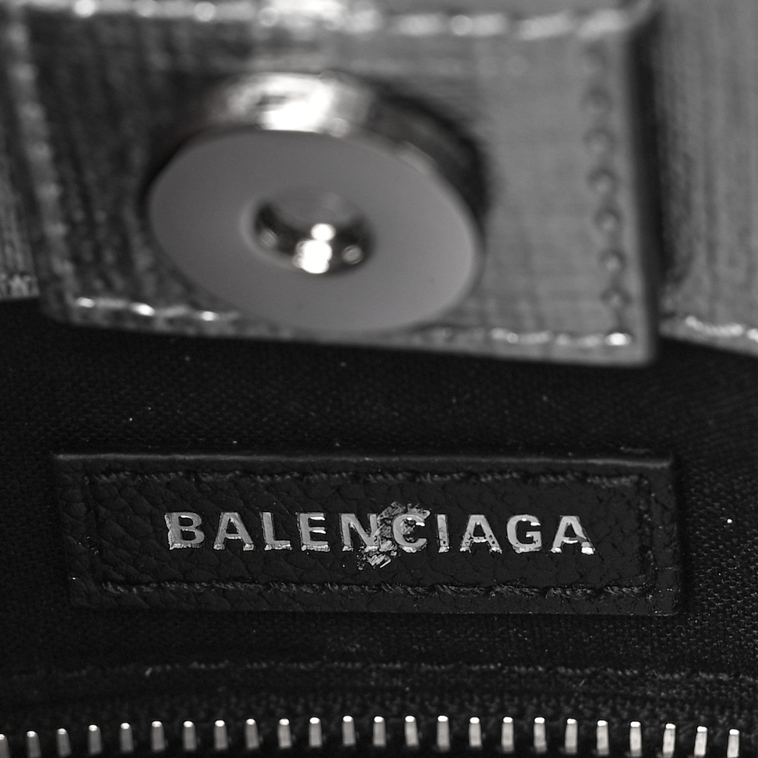 Balenciaga Metallic Squared Calfskin Logo North South Shopper Tote XXS Silver 6 of 9