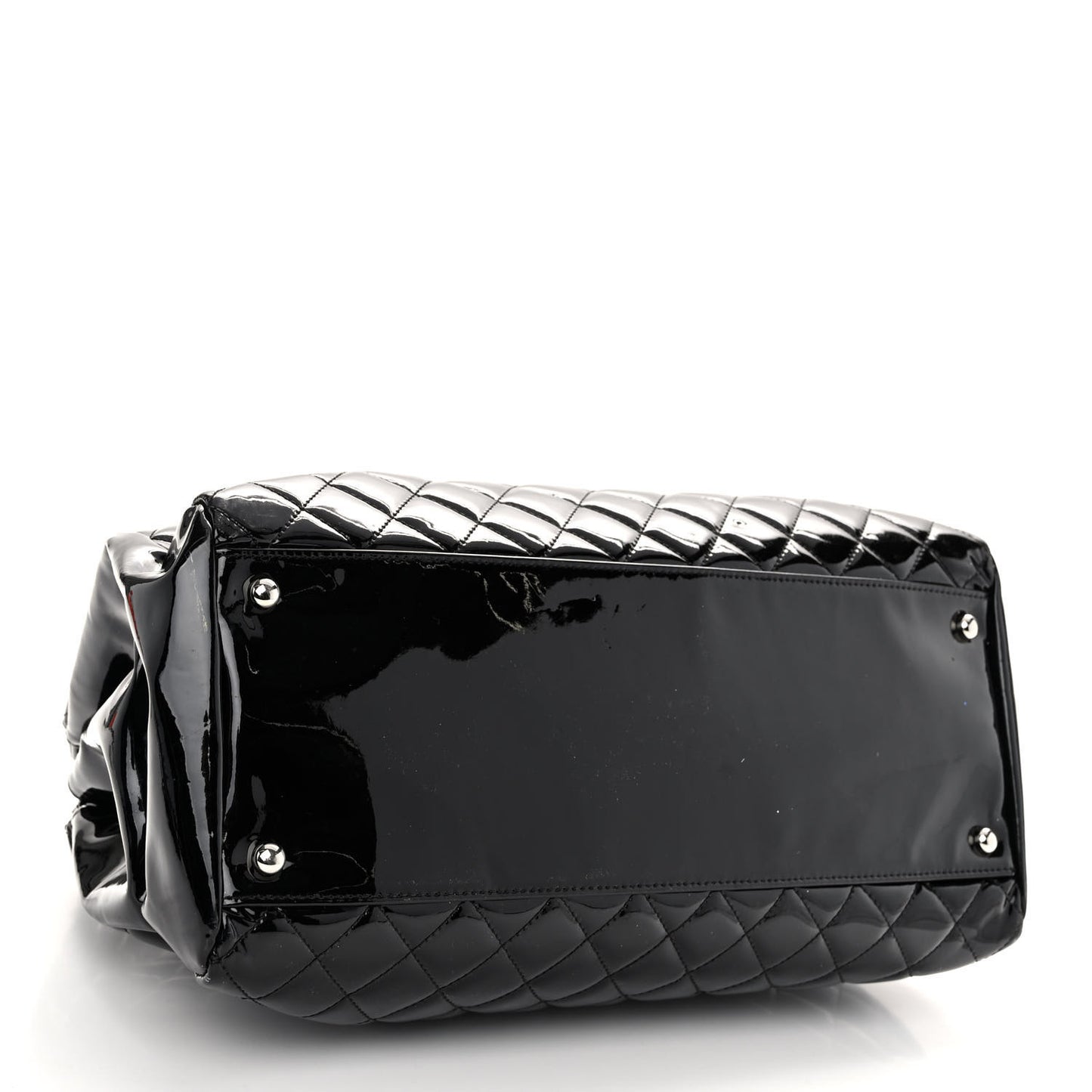 Patent Quilted Large Just Mademoiselle Bowling Bag Black