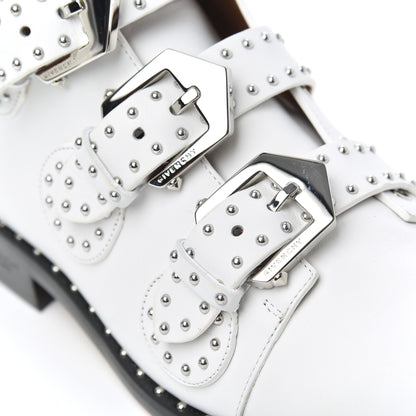 Givenchy Calfskin Studded Prue Buckle Booties 38 White 9 of 11