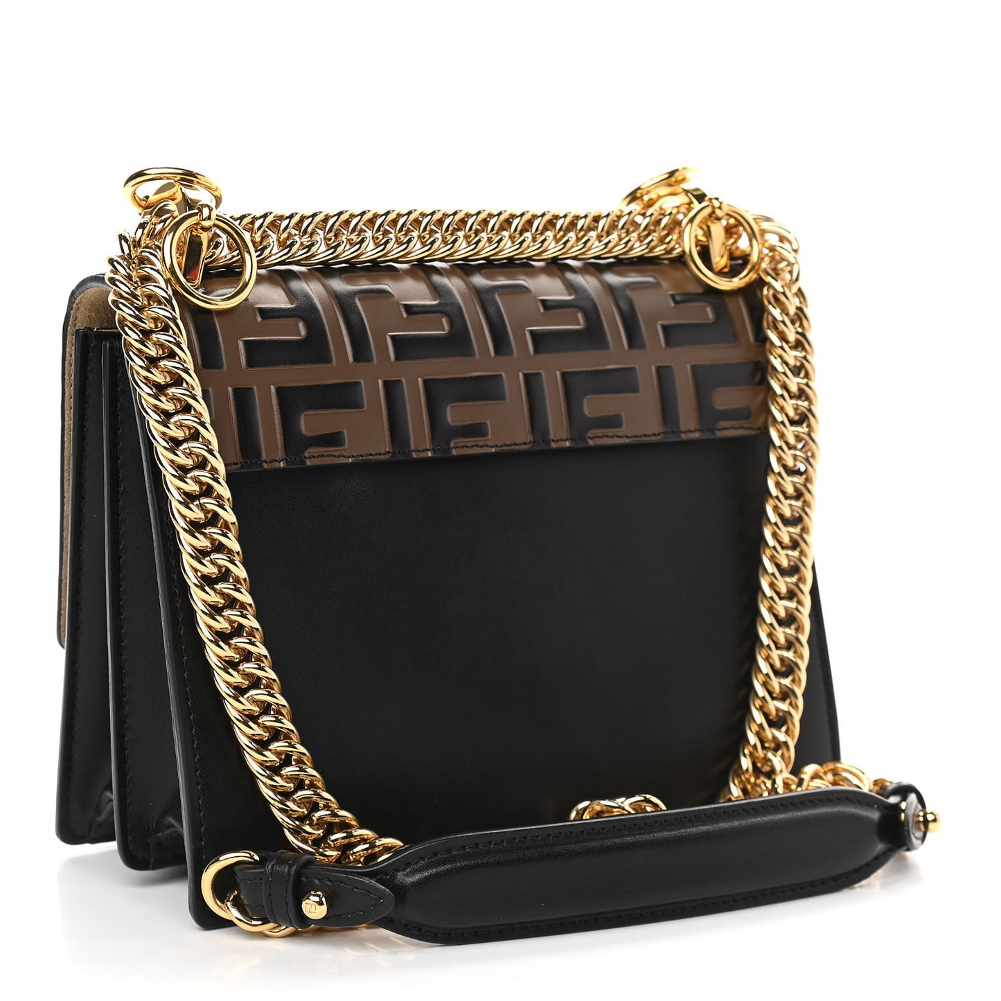 Vitello Liberty Bi-Color FF 1974 Embossed Small Kan I Shoulder Bag Black Maya