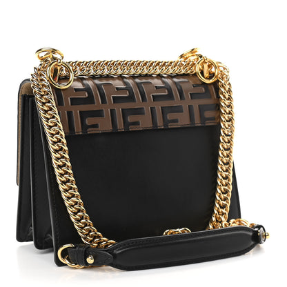 Fendi Vitello Liberty Bi-Color FF 1974 Embossed Small Kan I Shoulder Bag Black Maya 3 of 9