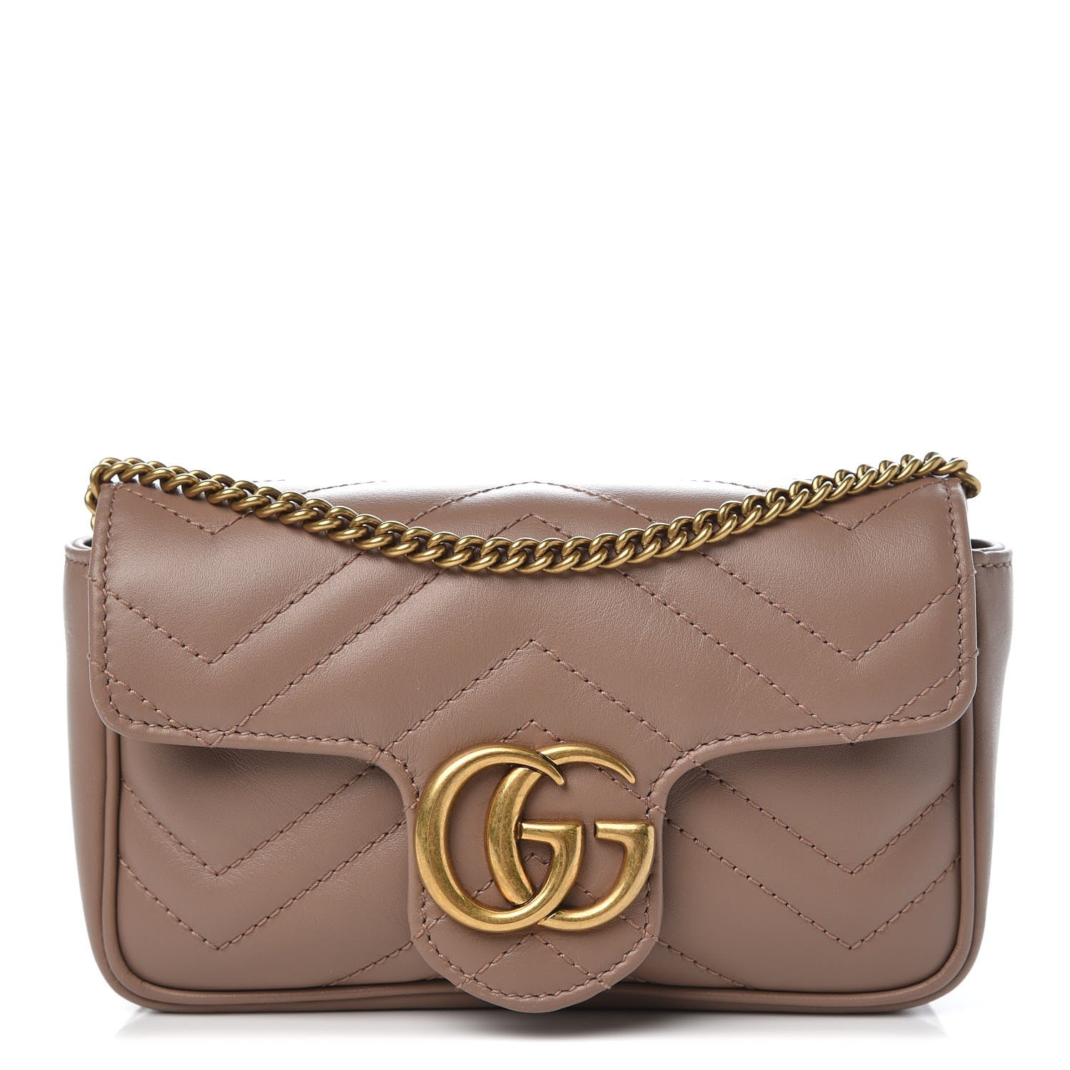 Gucci Calfskin Matelasse Super Mini GG Marmont Shoulder Bag Porcelain Rose 1 of 7