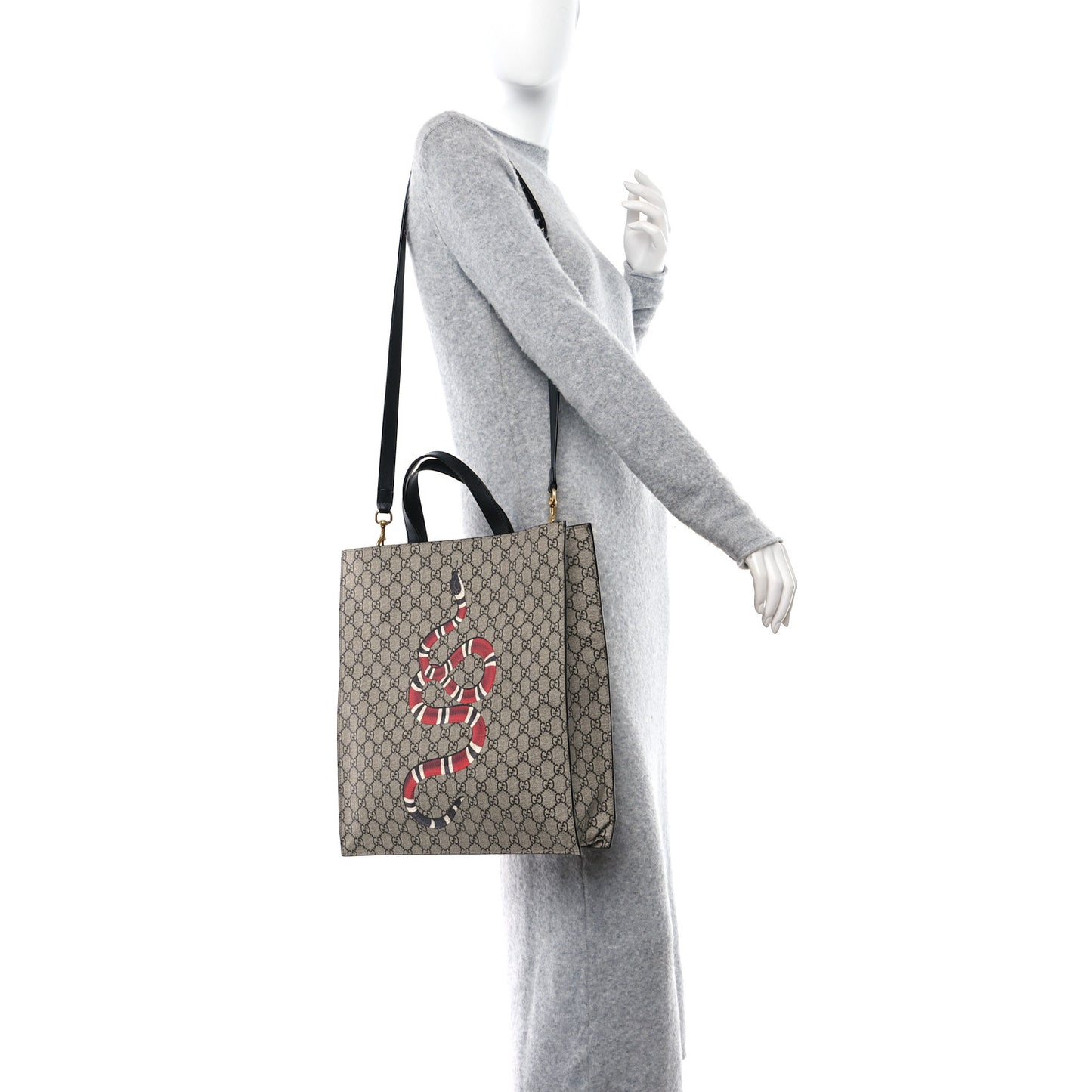 Soft GG Supreme Monogram Kingsnake Vertical Tote Black