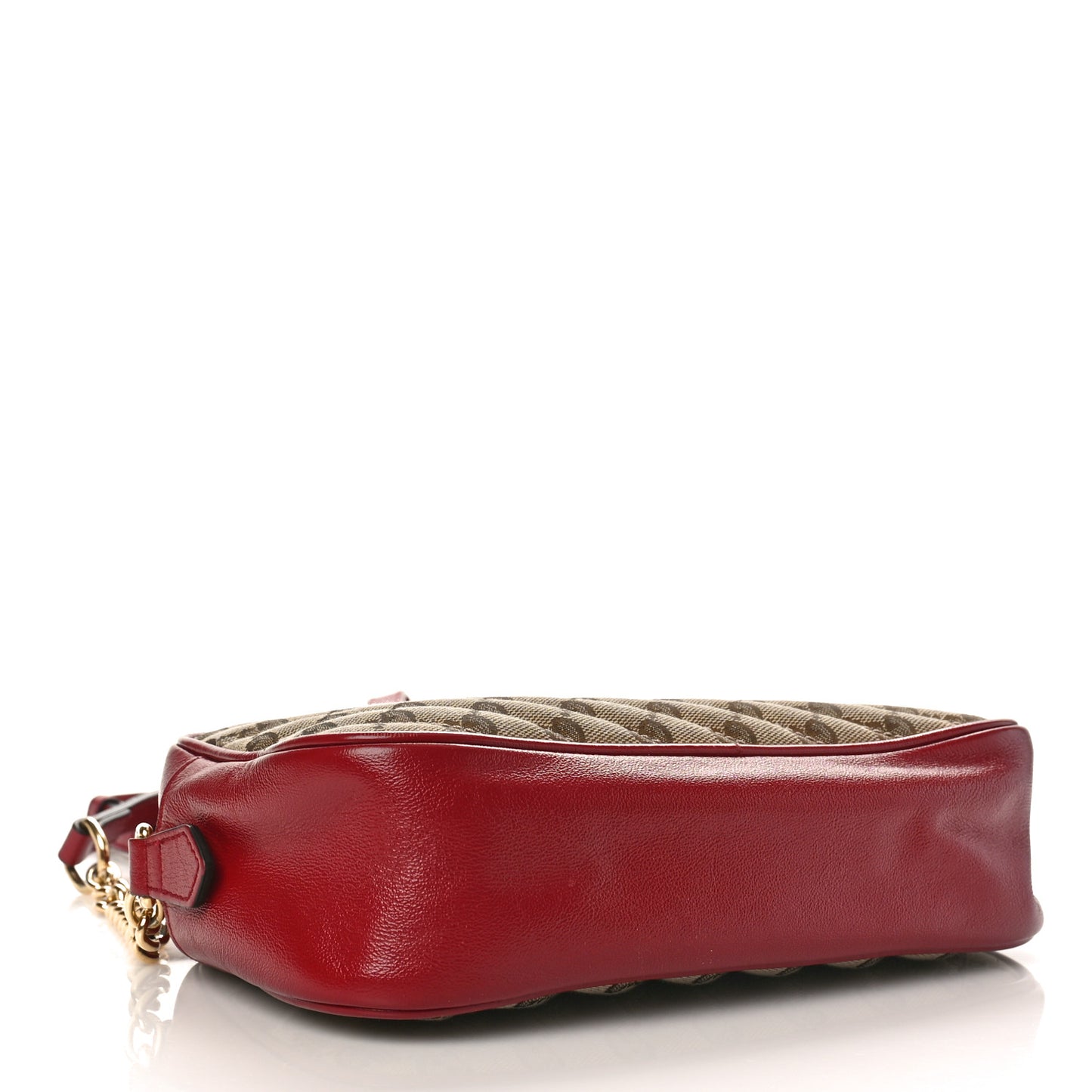 Monogram Azalea Calfskin Matelasse Diagonal Small GG Marmont Chain Shoulder Bag Beige Ebony New Cherry Red