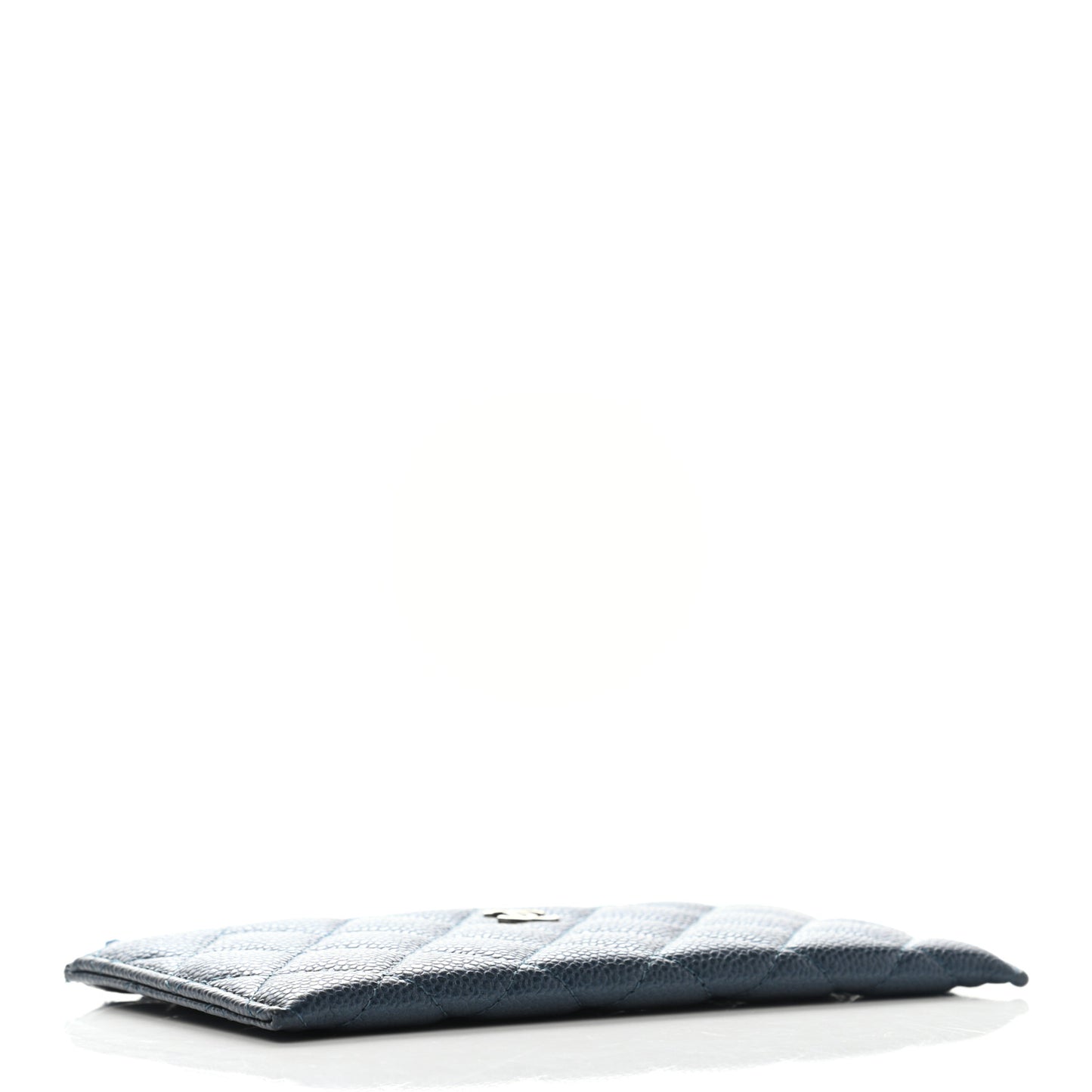 Iridescent Caviar Quilted Classic Zip Pouch Navy