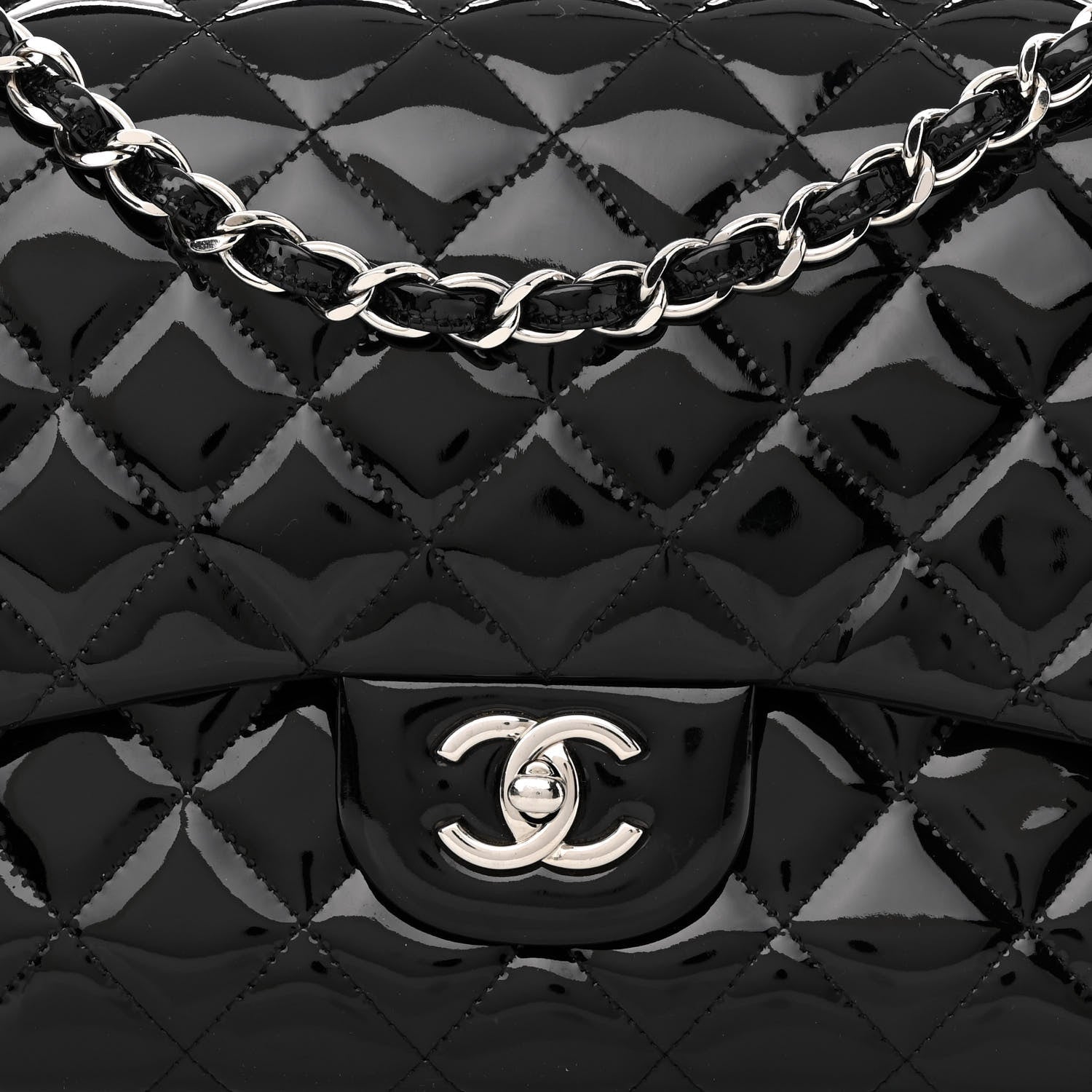 Chanel Patent Quilted Jumbo Double Flap Black 8 of 10