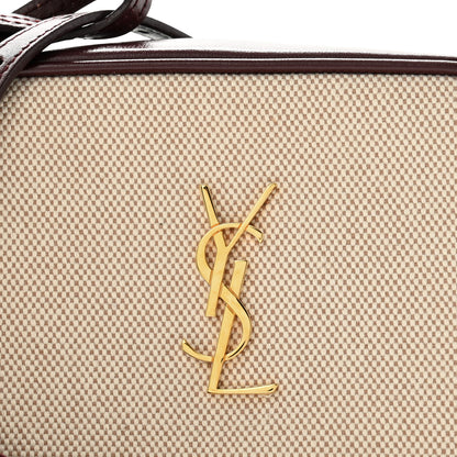 Saint Laurent Calfskin Canvas Monogram Lou Belt Bag Natural Dark Legion Red 8 of 10