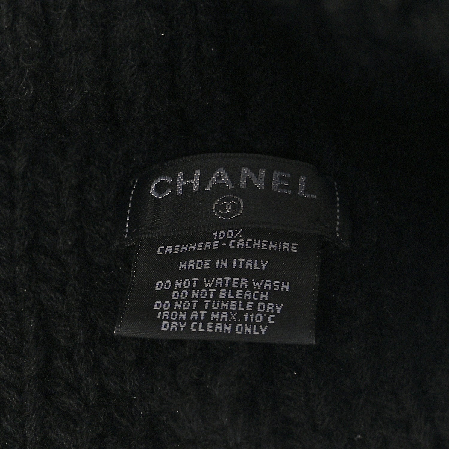 Chanel Cashmere CC Beanie Hat Black White 5 of 5