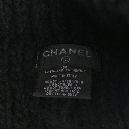 Chanel Cashmere CC Beanie Hat Black White 5 of 5