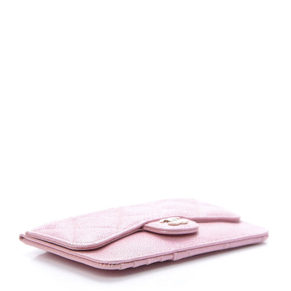 Chanel Iridescent Caviar Quilted Flap Zip Card Holder Pink 4 of 7