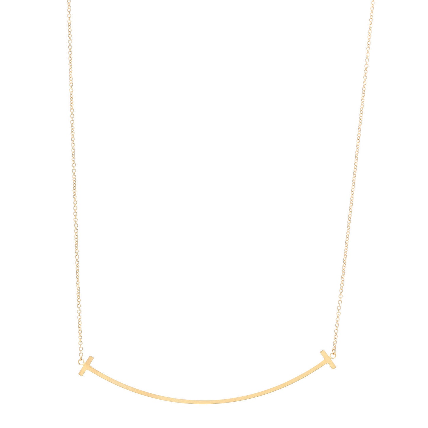 18K Yellow Gold Large T Smile Pendant Necklace