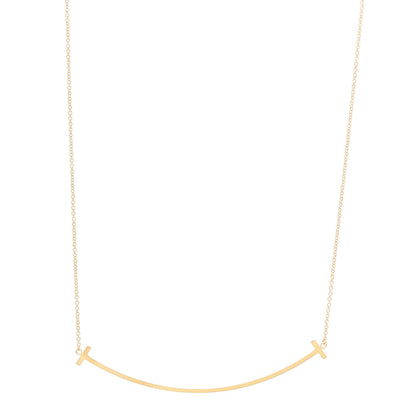Tiffany 18K Yellow Gold Large T Smile Pendant Necklace 1 of 5