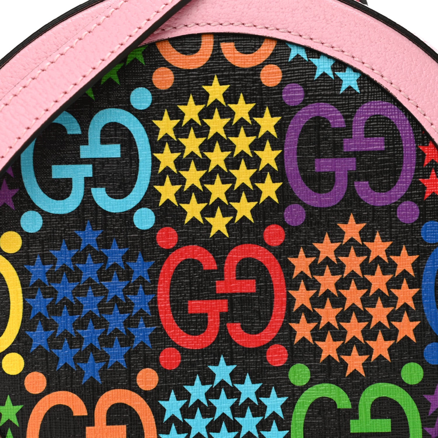 Gucci GG Supreme Monogram Psychedelic Round Shoulder Bag Black Multicolor Sugar Pink 8 of 11