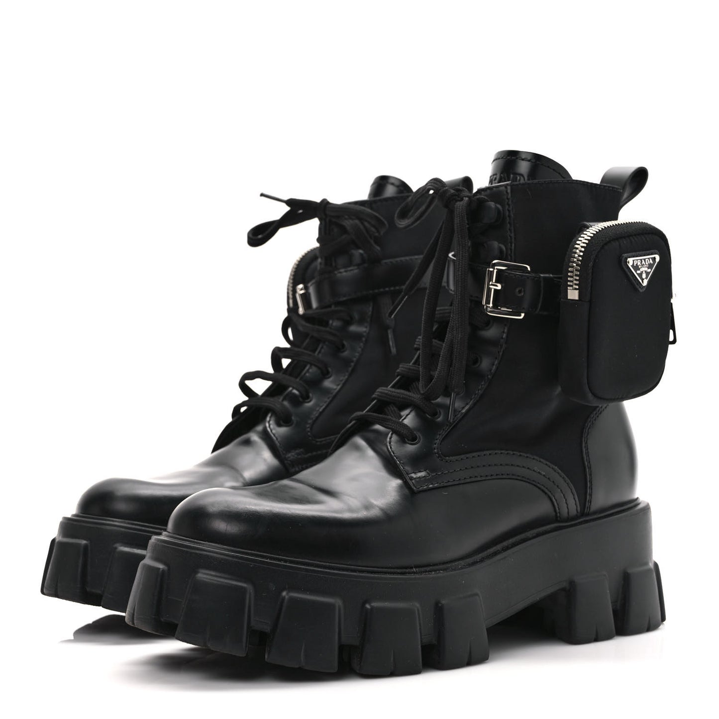 Spazzolato Rois Re-Nylon Metal Triangle Logo Monolith Pouch Pocket 55mm Boots 40 Black