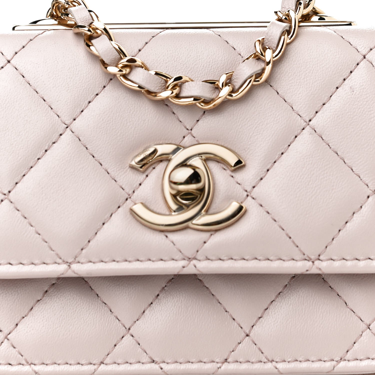 Chanel Lambskin Quilted Trendy CC Card Holder On Chain Light Purple 9 of 11
