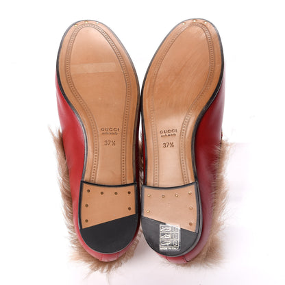 Gucci Malaga Kid Fur Womens Jordaan Loafers 37.5 Hibiscus Red Natural 5 of 7