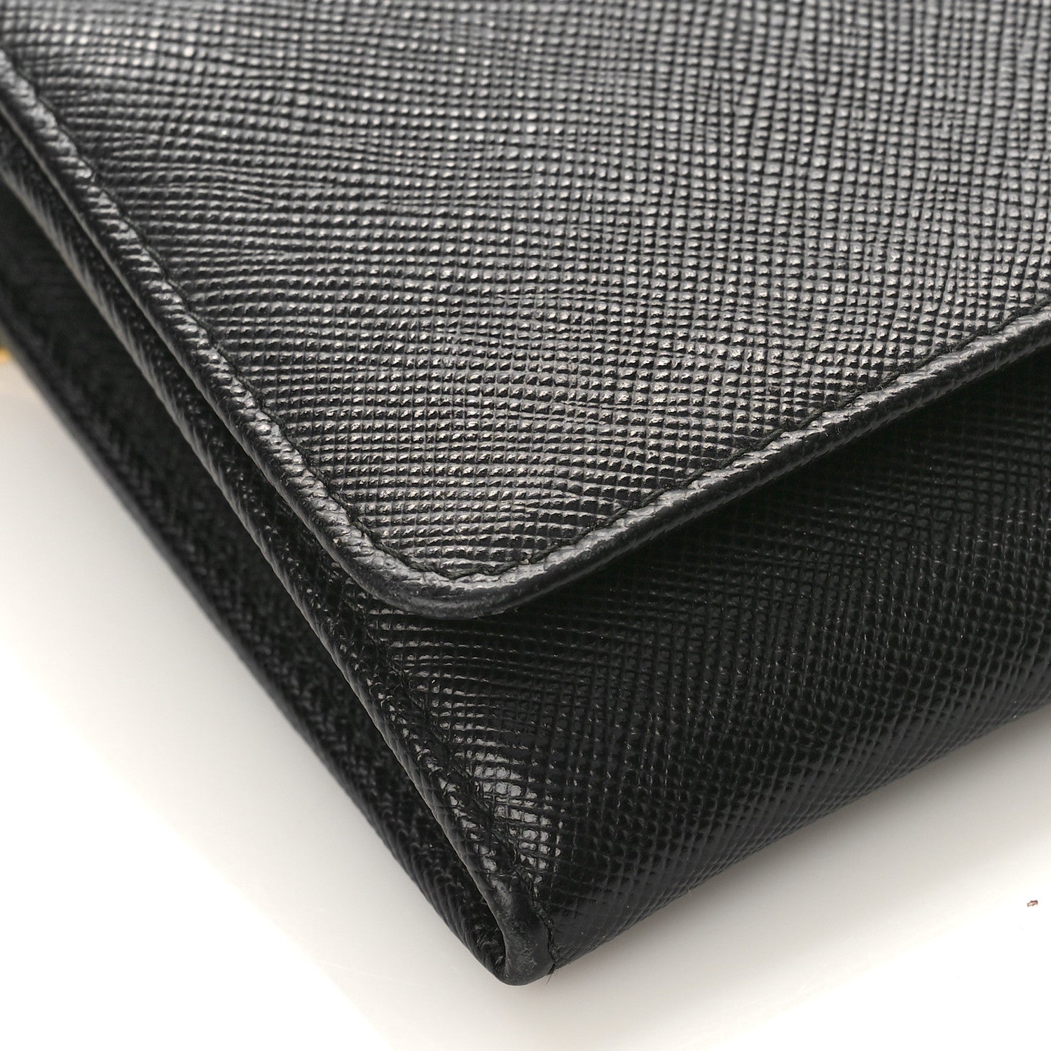 Prada Saffiano Metal Oro Chain Wallet Black 7 of 10