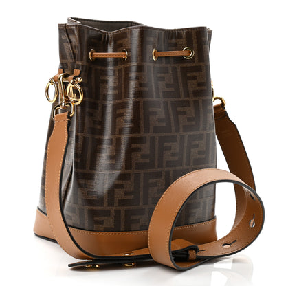 Fendi Glazed Fabric Vitello Grace F is Fendi FF 1974 Stamp Patch Grande Mon Tresor Bucket Bag Mogano Panna Nocciola 3 of 10
