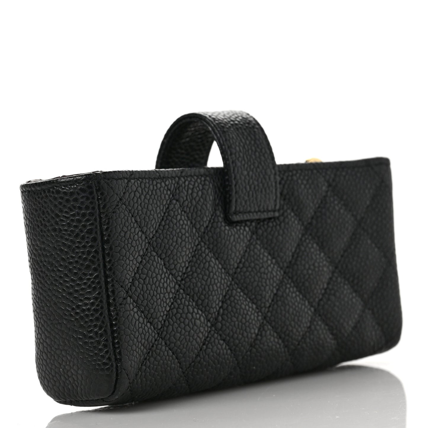 Caviar Quilted Mini Phone Holder Clutch Black