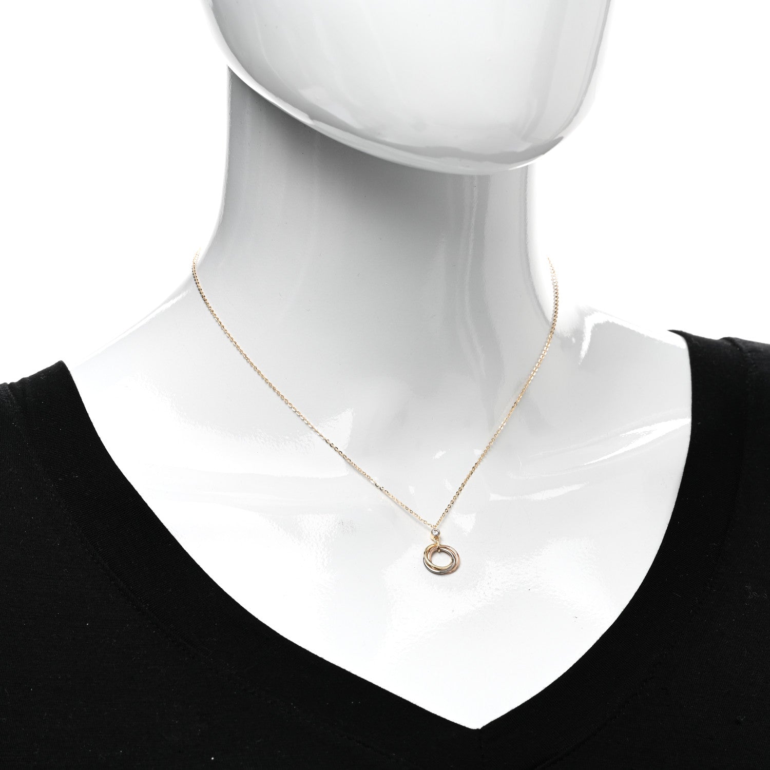 Cartier 18K Pink Yellow White Gold Diamond Trinity Pendant Necklace 2 of 4