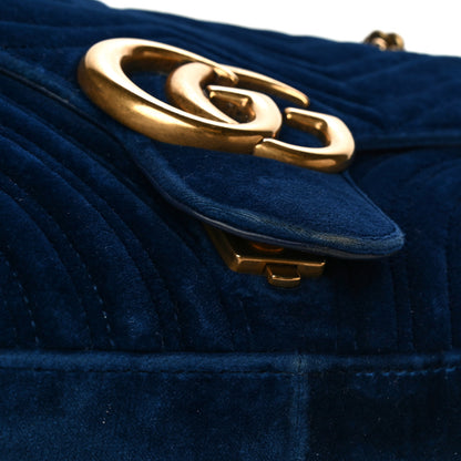 Gucci Velvet Matelasse Medium GG Marmont Shoulder Bag Cobalt Blue 17 of 24
