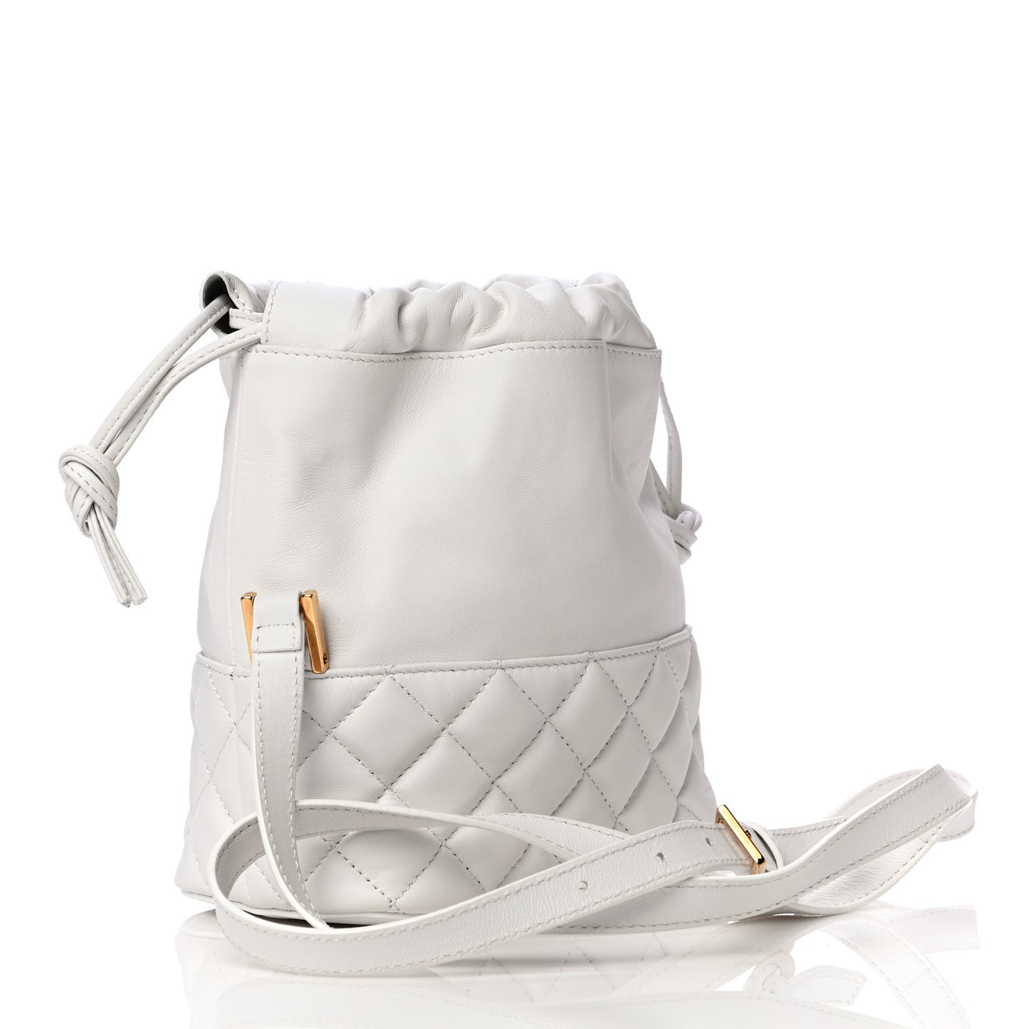 Nappa Quilted Medusa Bucket Bag White