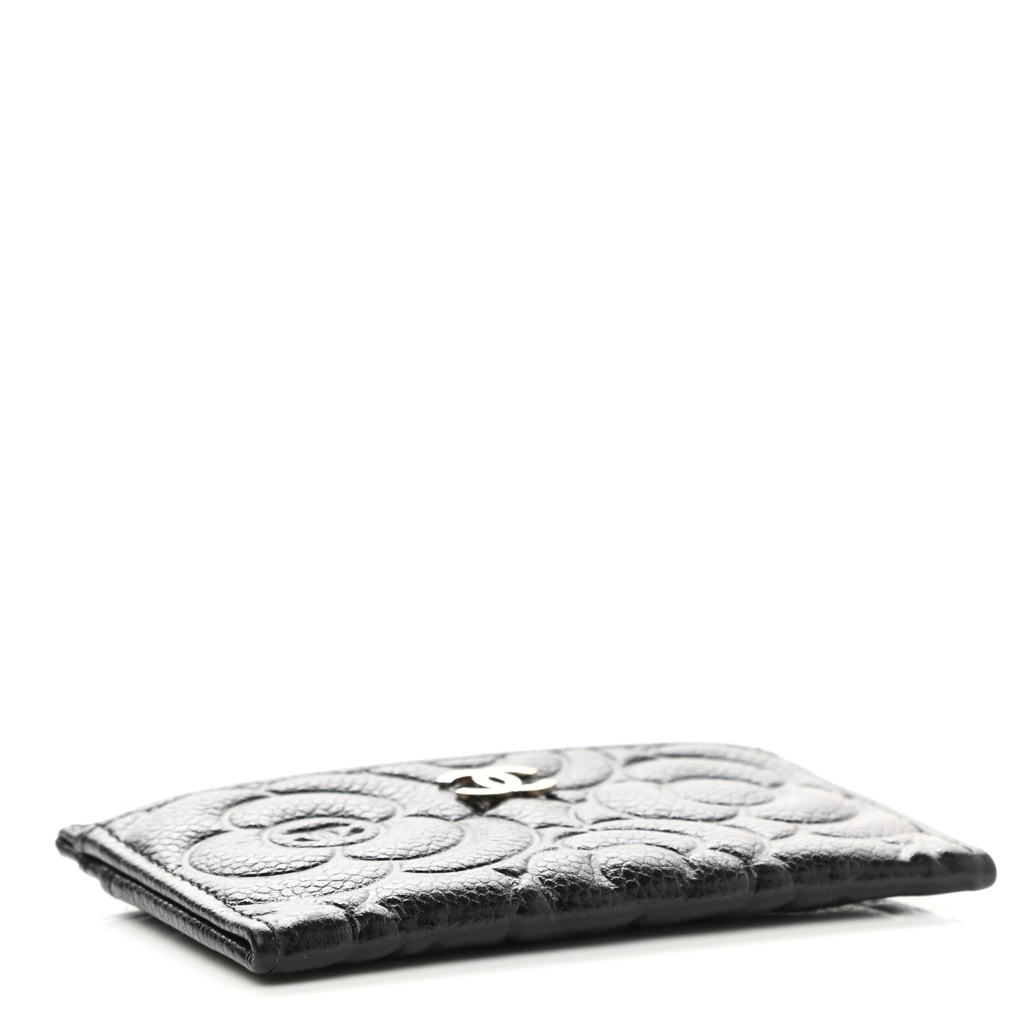 Chanel Caviar Camellia Embossed Card Holder Black 4 of 8