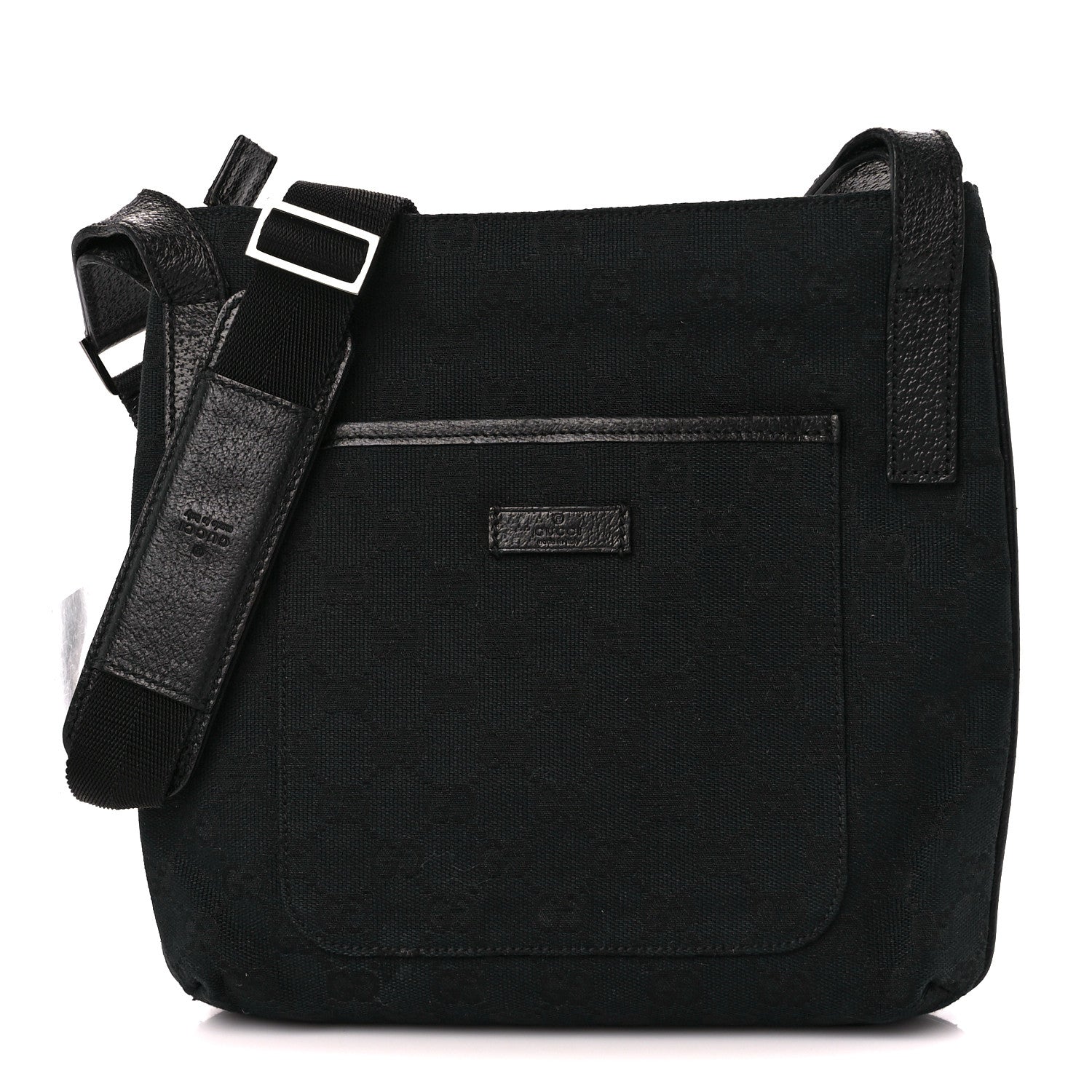 Gucci Monogram Flat Messenger Bag Black 1 of 12